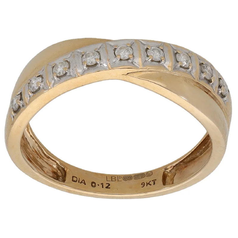 Flow style rings-9ct Gold 0.12ct Diamond Half Eternity Ring Size K