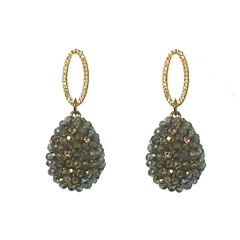 Sleek gloss earrings-Green Crystal Drop Earrings