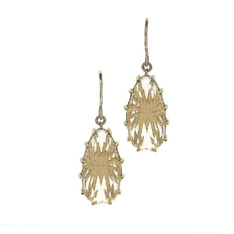 Woven fiber earrings-Suzanne Kalan 14k Yellow Gold Quartz Dangle Earring