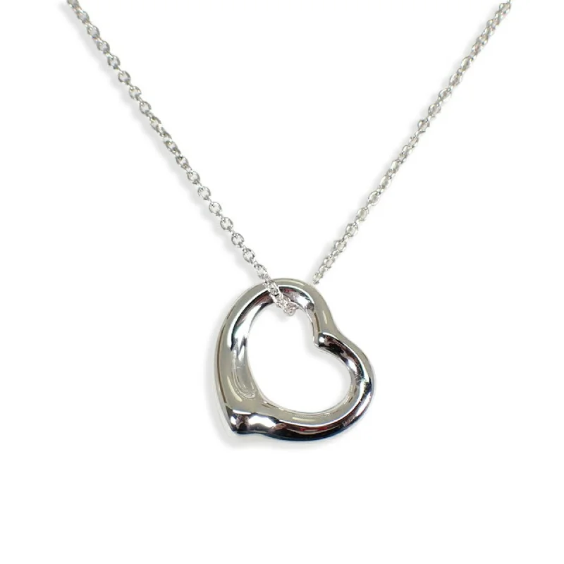 Web choker necklaces-Tiffany Open Heart Sterling  925 Pendant Necklace (Pre-Owned)