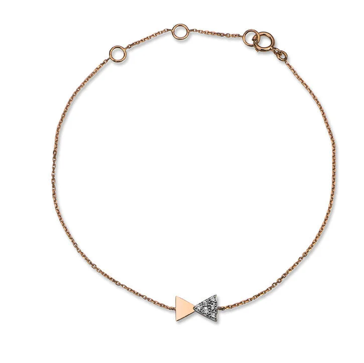 Slim stack bracelets-14K Rose Gold Diamond Bow Tie Bracelet