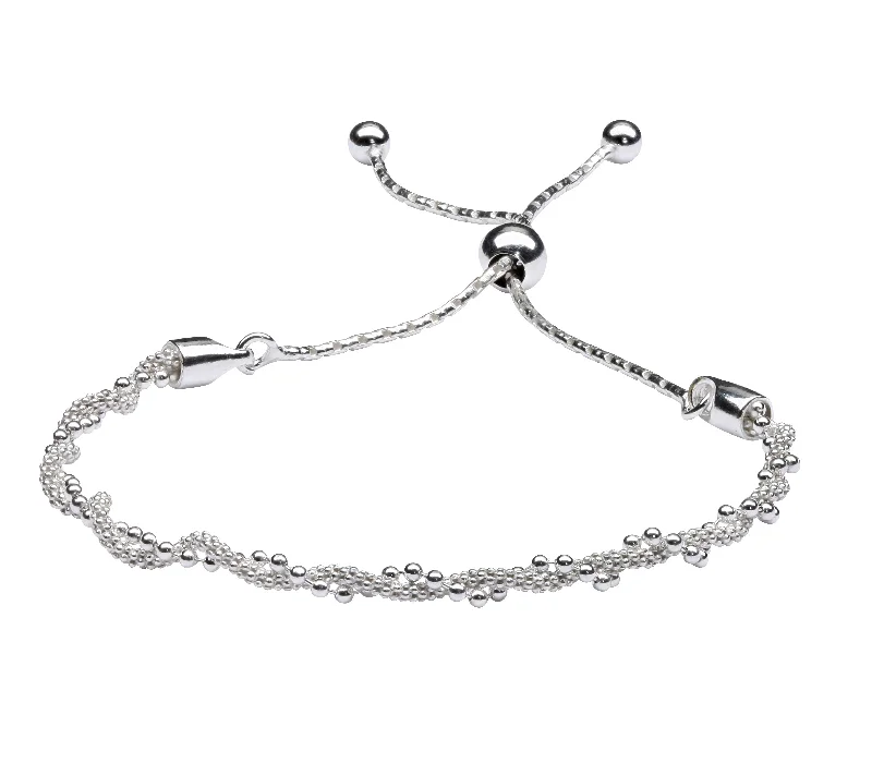 Gothic style bangles-Sterling Silver Bolo Bracelet for Women and Girls with Elegant Twist Design Adjustable Slide Closure