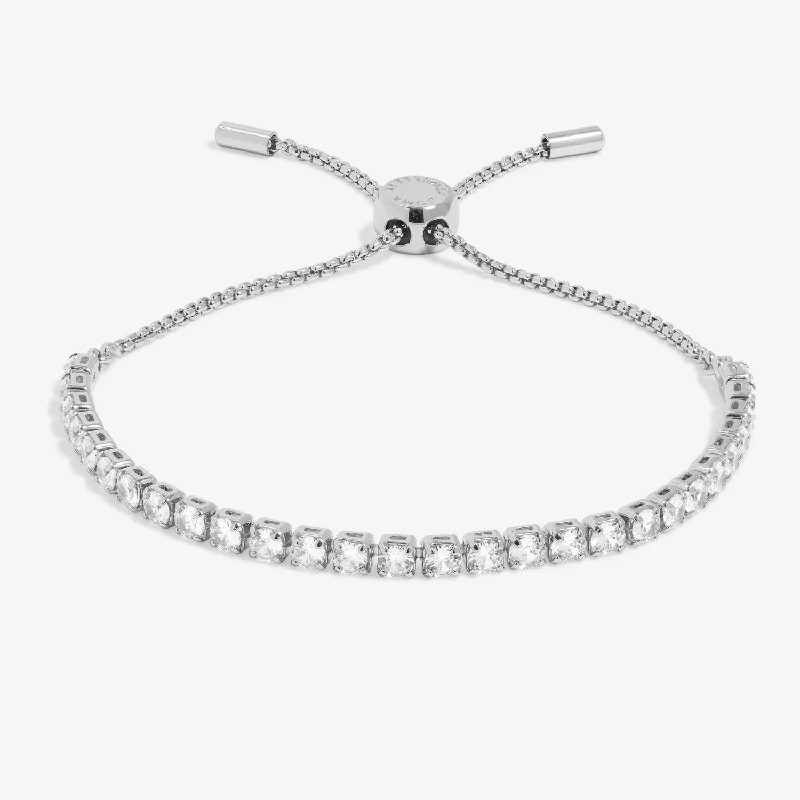 Subtle filigree bangles-Cubic Zirconia Tennis Bar Silver Plated Bracelet 7890