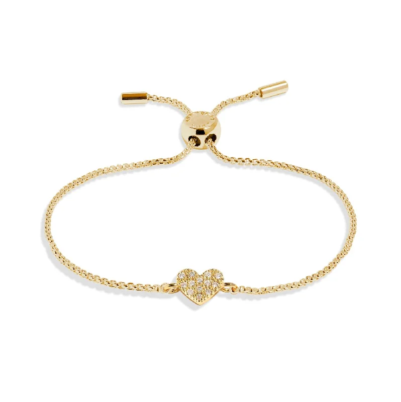 Octagon gem bracelets-Mini Charms Pave Heart Gold Plated Bracelet 7638