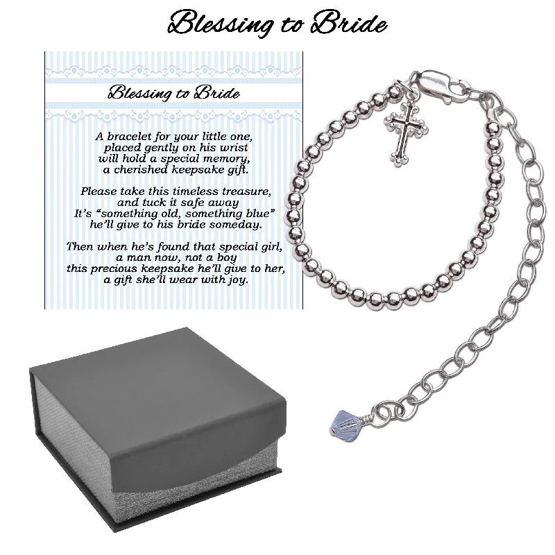 Pale wood bracelets-Boy's Blessing to Bride Sterling Silver Christening Bracelet for Baby Boy