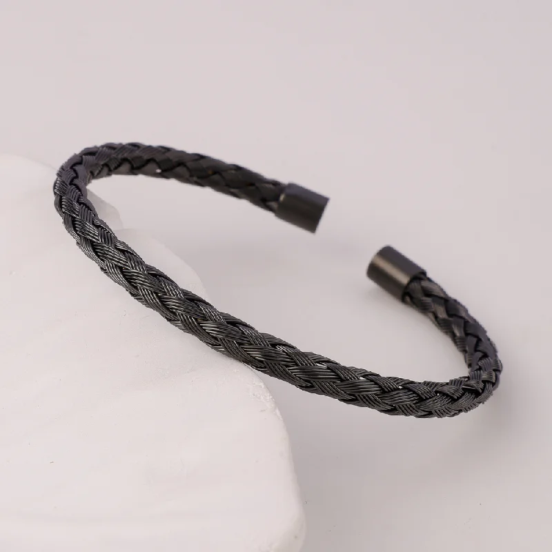 Flow pattern bracelets-Black Fashion Charm Cuff Bracelet For Men