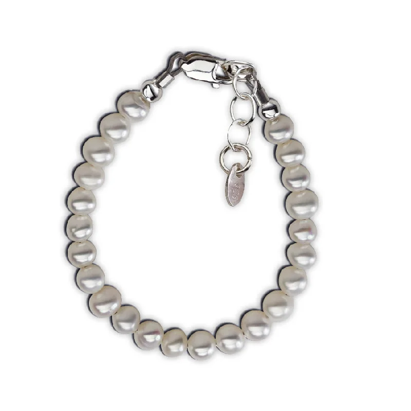 Light bead bangles-Sterling Silver Freshwater Pearl Baby Bracelet for Kids