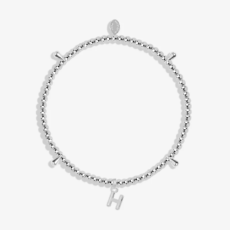 Round link bracelets-Alphabet A Little H Silver Plated Bracelet 7749