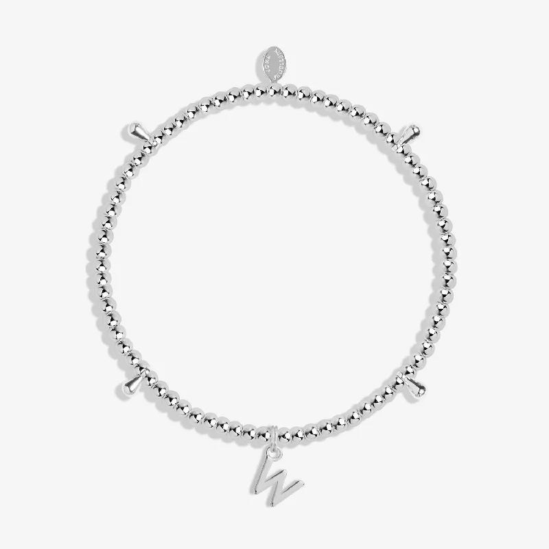 Slim stack bracelets-Alphabet A Little W Silver Plated Bracelet 7764