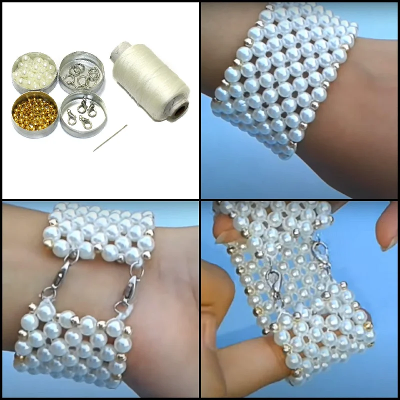 Light enamel bracelets-Pearl Beaded Bracelets DIY Kit