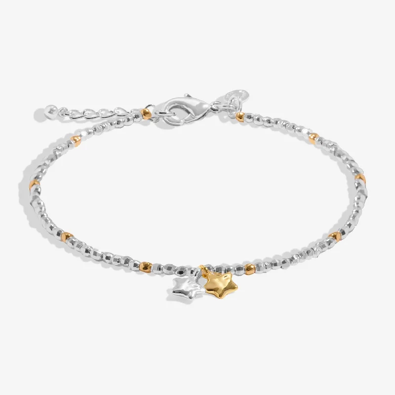 Stone charm bracelets-Mini Charms Stars Silver & Gold Plated Bracelet 8601