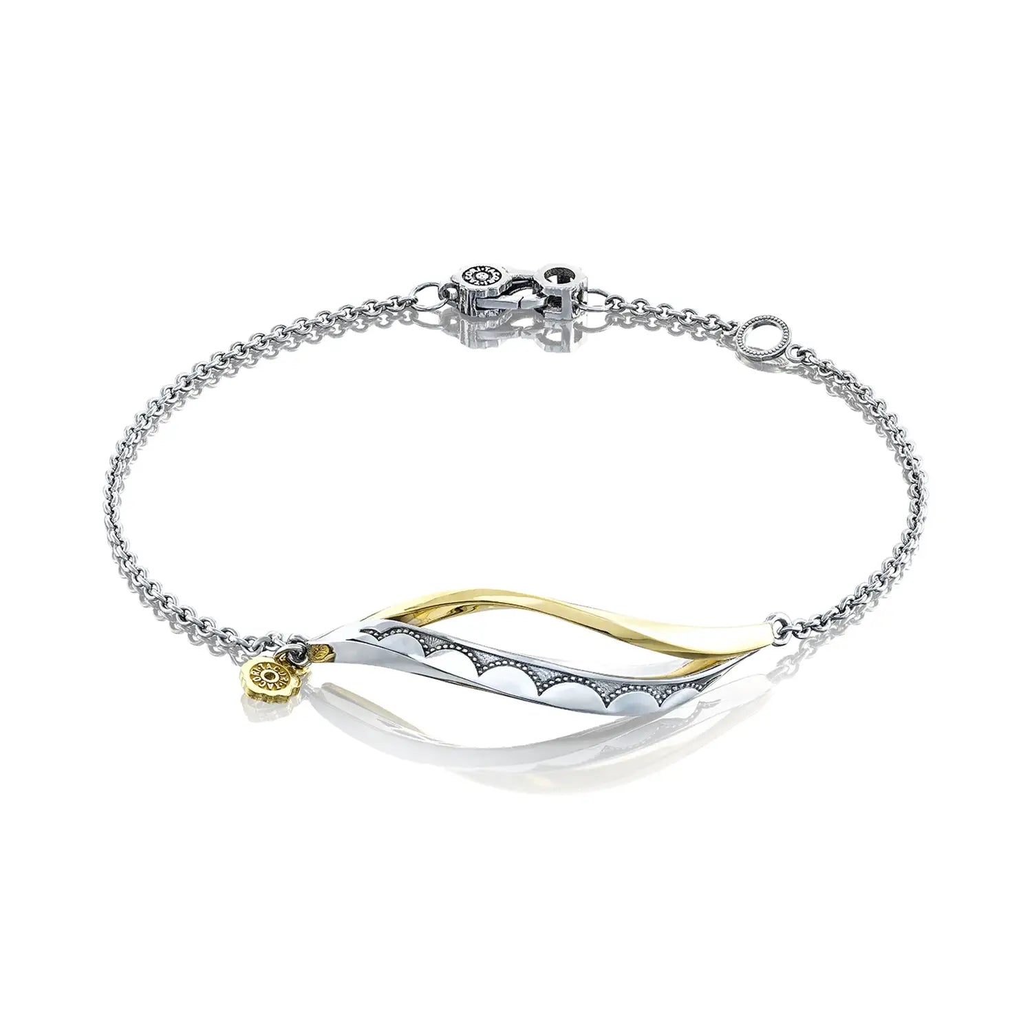 Owl motif bracelets-Tacori Crescent Silver and 18K Yellow Gold Cove Single Wave Bracelet