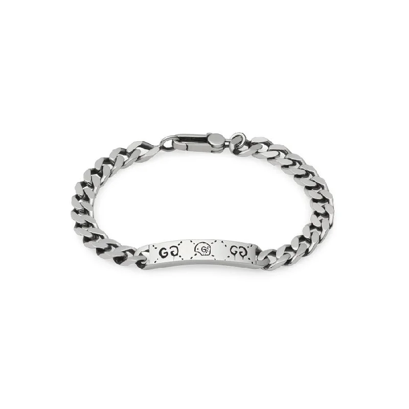 Bold stone bangles-Gucci Silver Ghost Link ID Bracelet