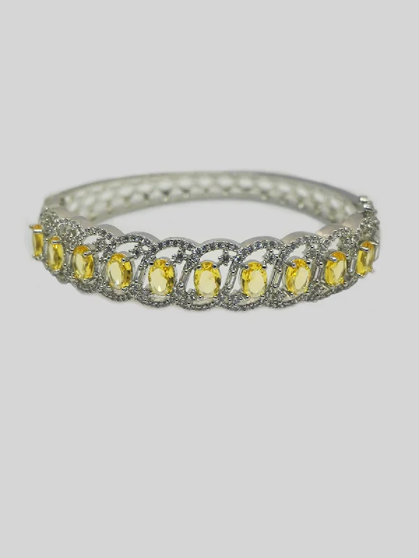 Fine wing bangles-Yellow and White American Diamond (AD) Bracelet