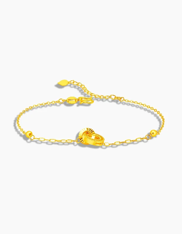 Orbit theme bracelets-LVC 9IN Interlocking Circlet 999 Gold Bracelet