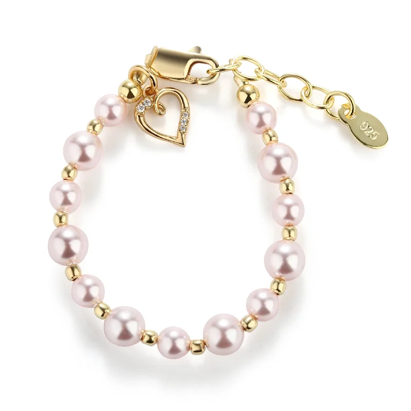 Thread wrap bracelets-14K Gold-Plated Pink Pearl Child's Heart Bracelet