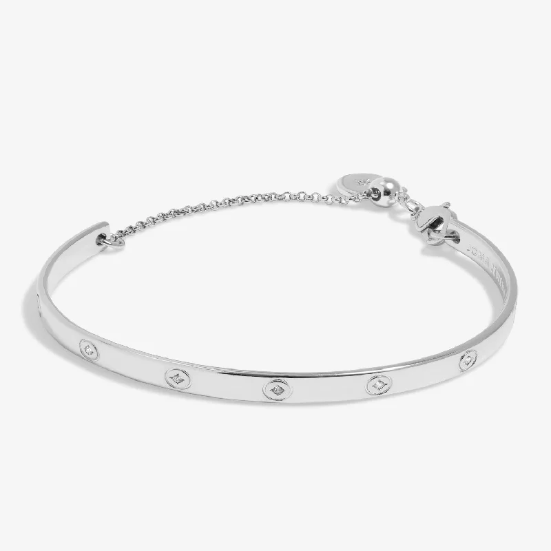 Elegant art bracelets-Cubic Zirconia Bangle Bar Silver Plated Bracelet 7893