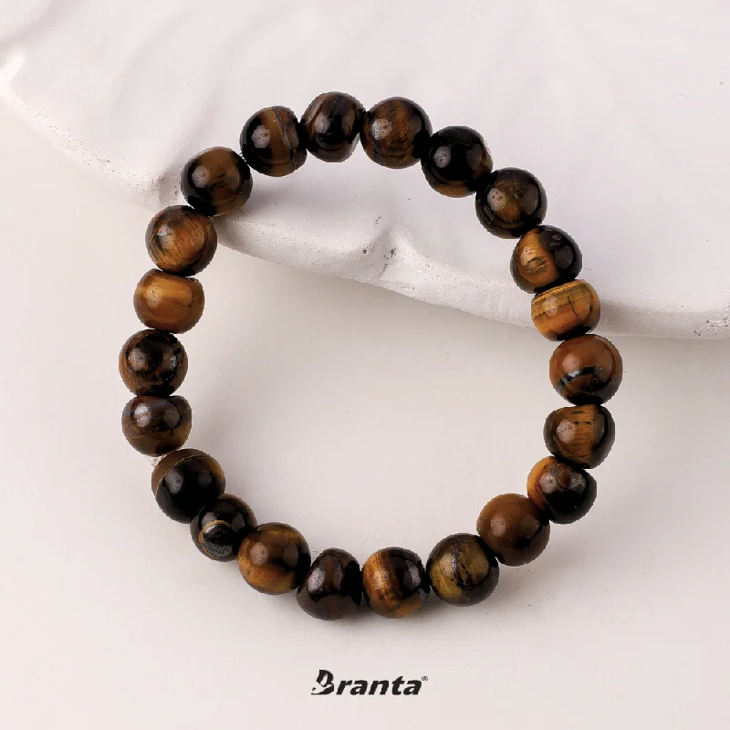 Gem link bracelets-Natural Pearl Tiger Eye Bracelet For Men