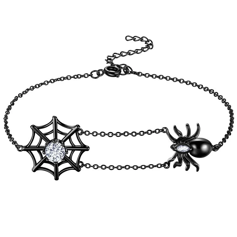 Owl motif bracelets-Women Halloween Spider Bracelets Spider Web Tarantula Anklets Cosplay Party Jewelry