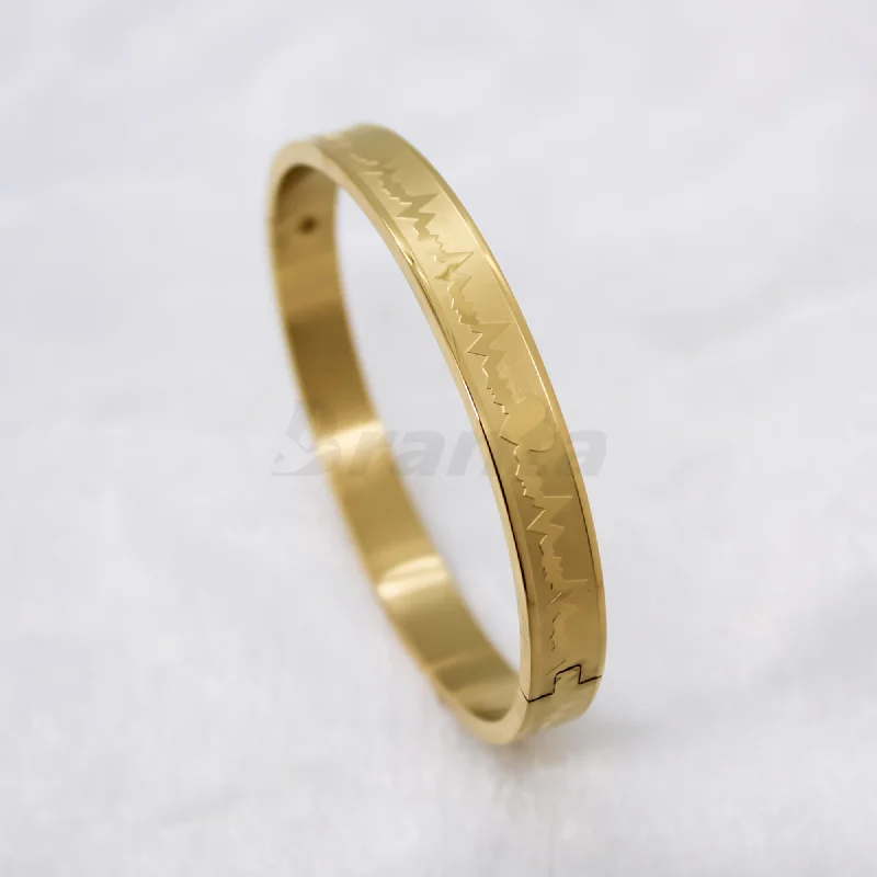 Neat modern bracelets-Heartbeat Lifeline Gold Men's Bracelet