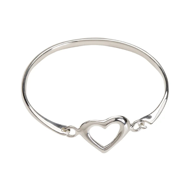 Slim stack bracelets-Bangle (Heart) - Sterling Silver Heart Bracelet for Child