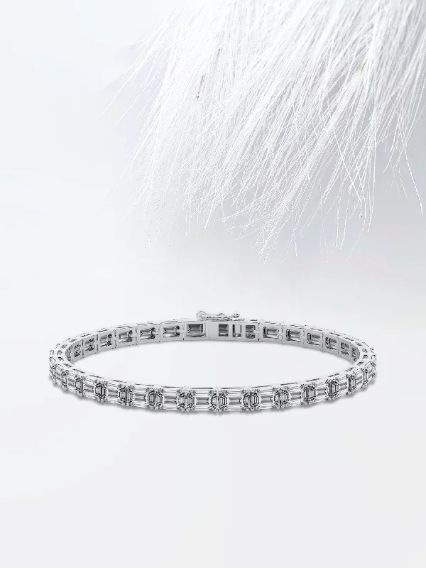 Sleek gloss bracelets-7.0ct Emerald Cut Moissanite Tennis Diamond Bracelet For Women