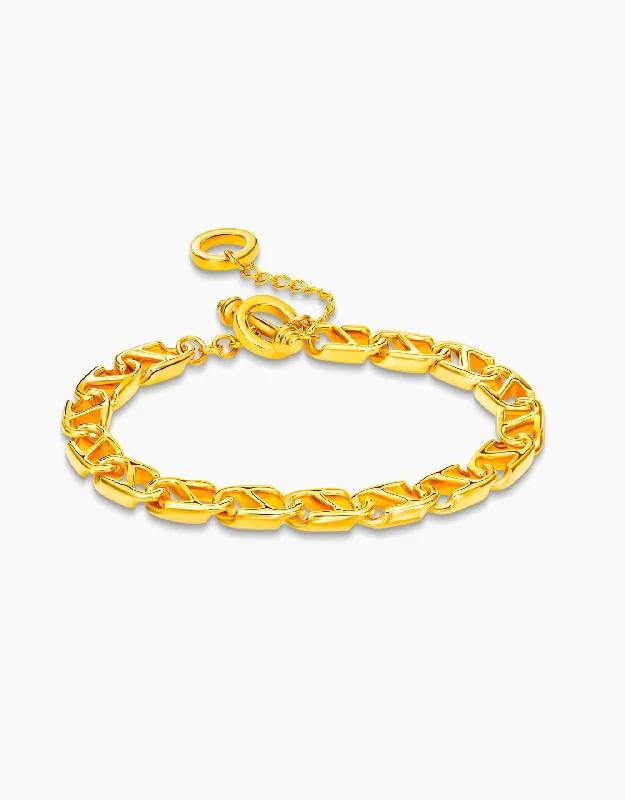 Round link bracelets-LVC 9IN Gabriella 999 Gold Bracelet