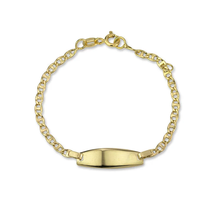 Fine clay bracelets-14K Yellow Gold Mariner Link ID Bracelet