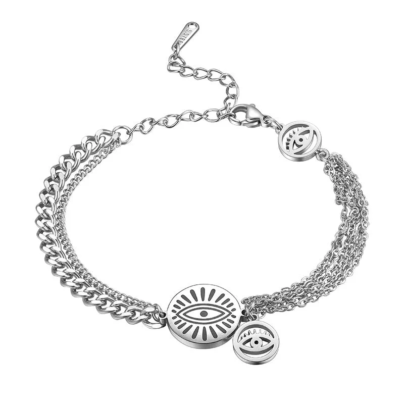 Flow pattern bracelets-Women Evil Eye Link Bracelets Jewelry Stainless Steel