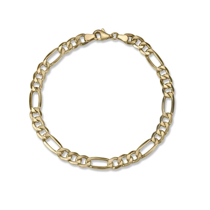 Pinch clasp bracelets-10K Yellow Gold Figaro Link Bracelet