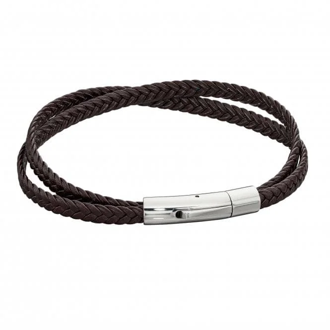 Elegant art bracelets-Mens Woven Black Leather Crossover Clip Clasp Bracelet B5281