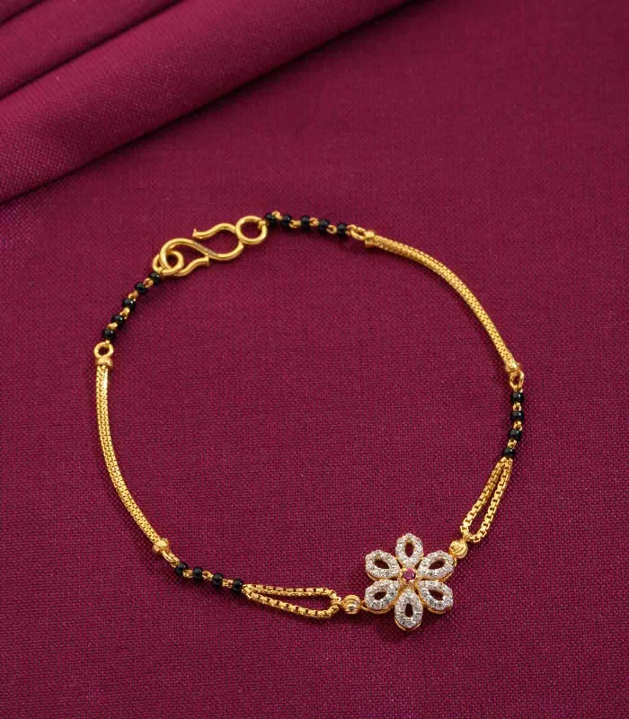 Etched letter bangles-Classic Floral Mangalsutra Bracelet