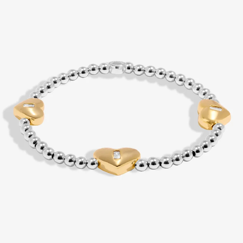 Fine clay bracelets-Bar Triple Heart Silver & Gold Plated Bracelet 8730