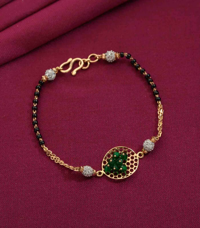 Gem pile bracelets-Green Gemstones Mangalsutra Bracelet