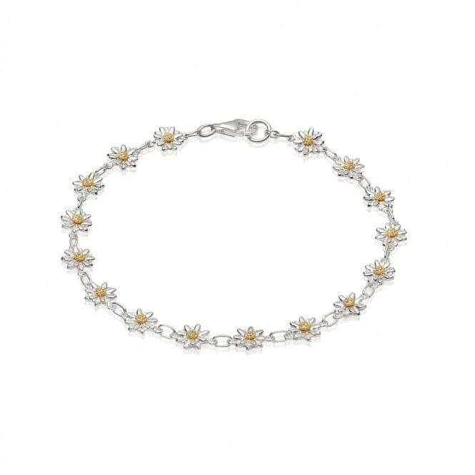 Subtle filigree bangles-Sixteen Bellis Daisy Chain 18ct Gold Plated Bracelet BR6005