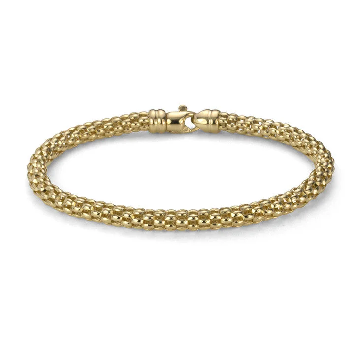 Woven thread bracelets-14K Yellow Gold Popcorn Link Bracelet