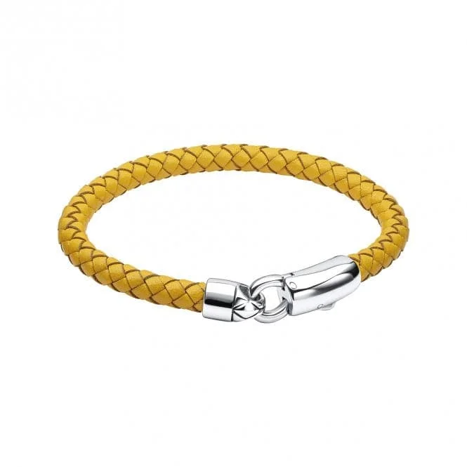 Baroque pearl bracelets-Stainless Steel Mustard Yellow Leather Bracelet B5459