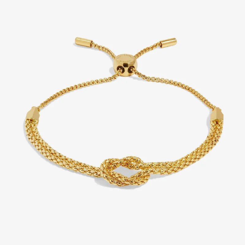 Linen thread bangles-Chain Knot Bar Gold Plated Bracelet 7891