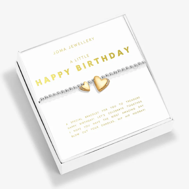 Pale wood bracelets-Boxed A Little Happy Birthday Silver Gold Plated Bracelet 7615