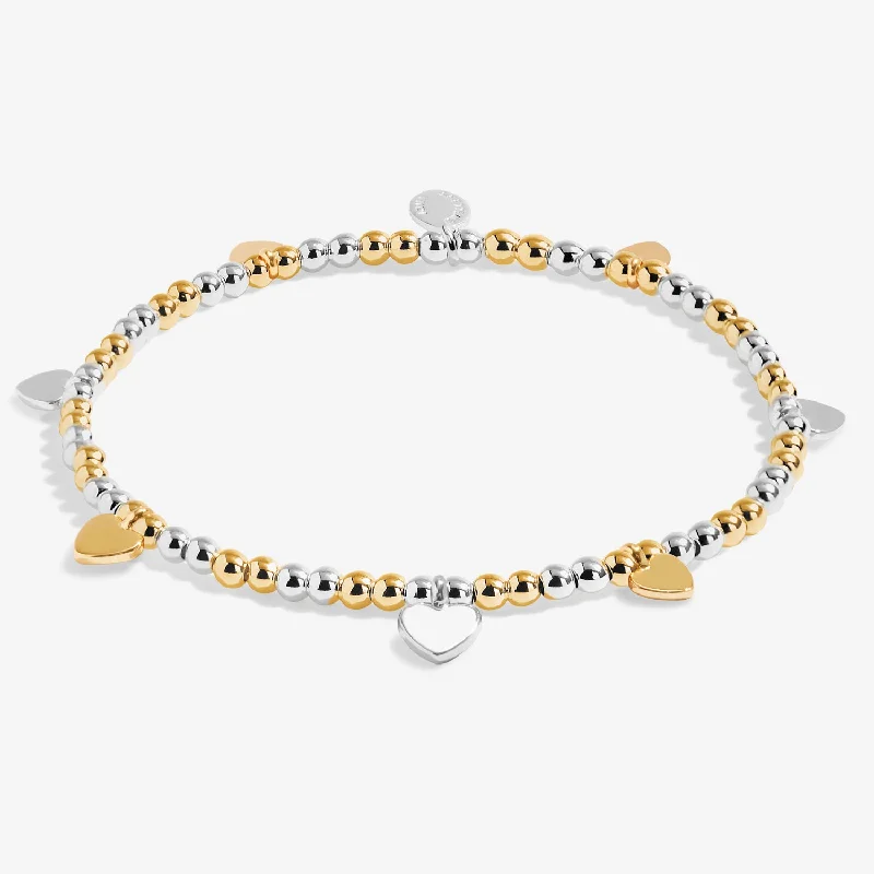 Baroque pearl bracelets-Bar Hearts Silver & Gold Plated Bracelet 8729