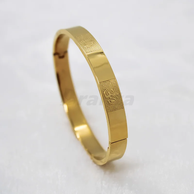 Neat link bangles-Om Carving Premium Gold Bracelet For Men