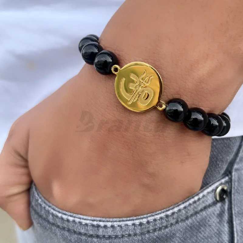 Citrine bead bracelets-Trishul Om Crystal Bracelet For Men Online