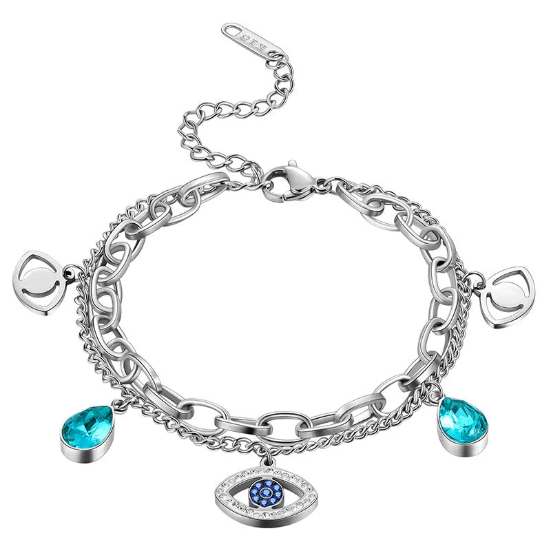 Sharp star bangles-Women Evil Eye Link Bracelets Jewelry Stainless Steel