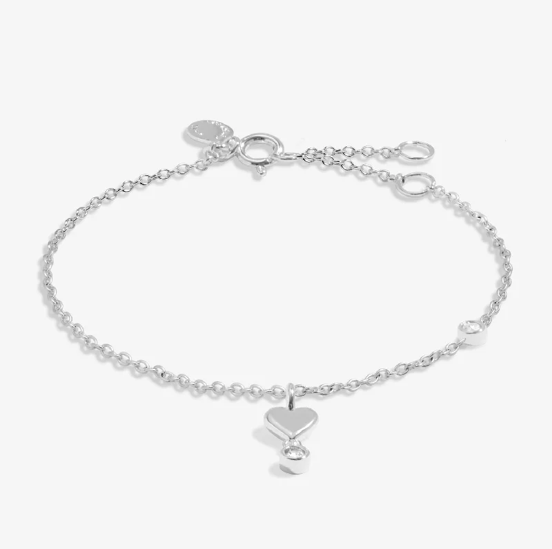 Danburite bracelets-Lumia Drop Heart Silver Plated Bracelet 8645