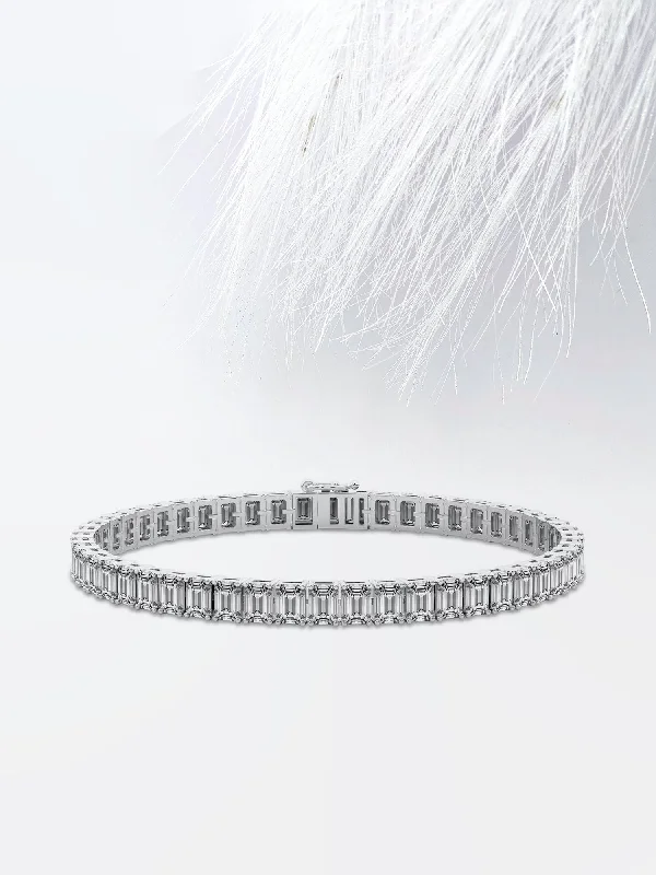 Blended metal bracelets-10ct Emerald Cut Tennis Moissanite Diamond Bracelet For Women