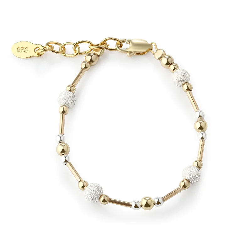 Fine dot bangles-Little Girls 14K Gold-Plated Bracelet with Silver Stardust Beads