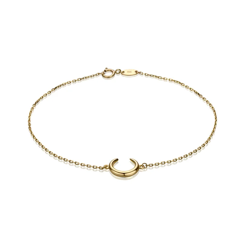 Flow shape bracelets-10K Yellow Gold Half Moon Bracelet