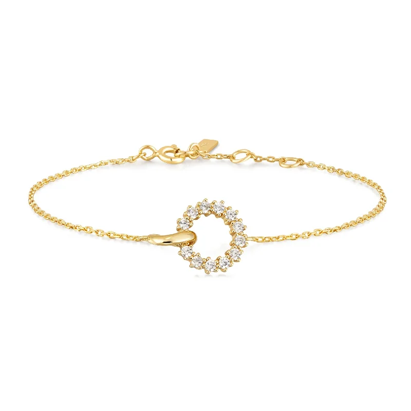 Coiled thread bangles-Ania Haie Gold Interlinked Circles Pavé Bracelet B056-01G