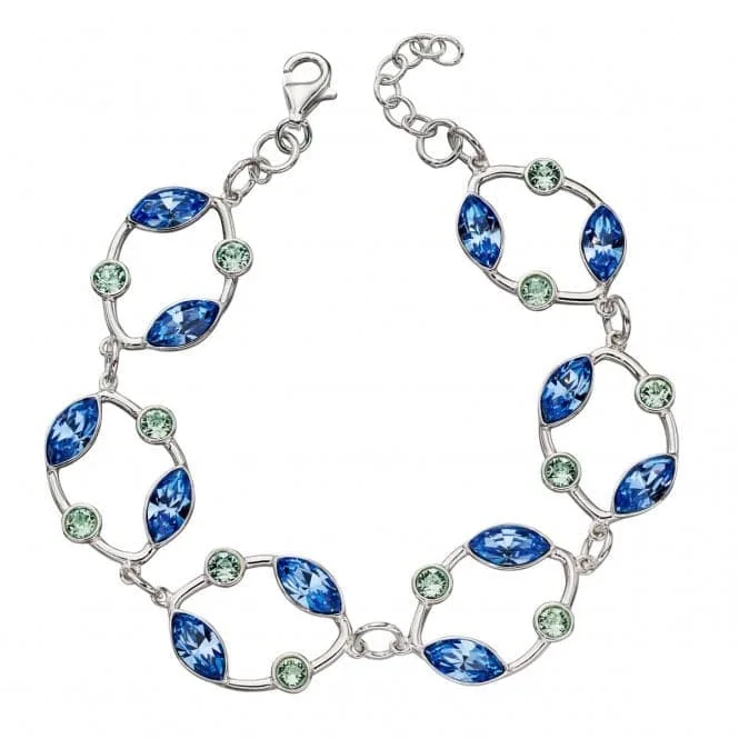 Leafy carved bracelets-Elements Silver Open Organic Saphire Chrysolite Swarovski Bracelet B5174