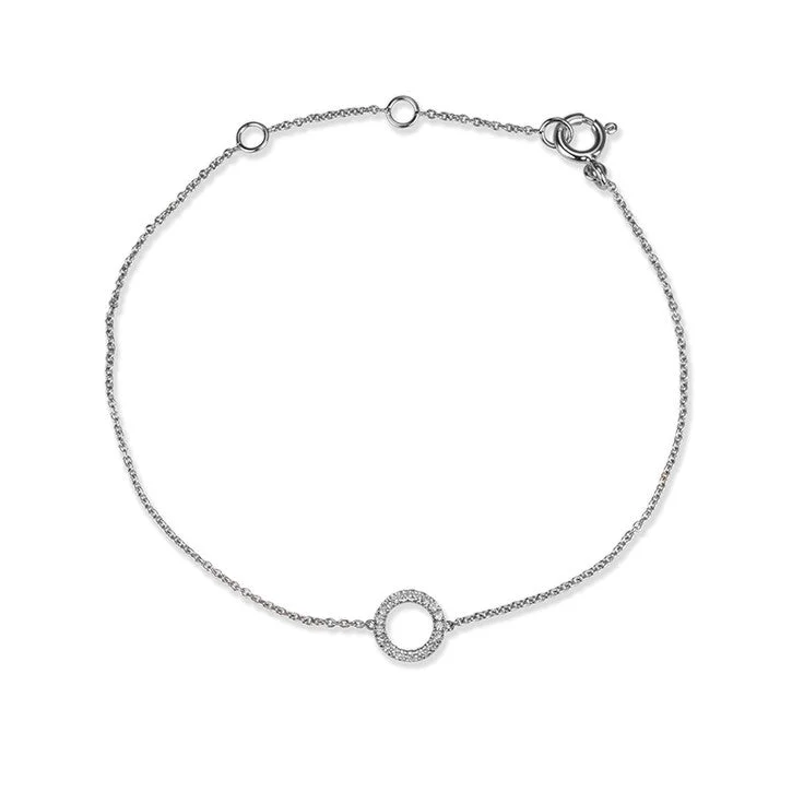 Woven fiber bracelets-14K White Gold Petite Diamond Circle Bracelet